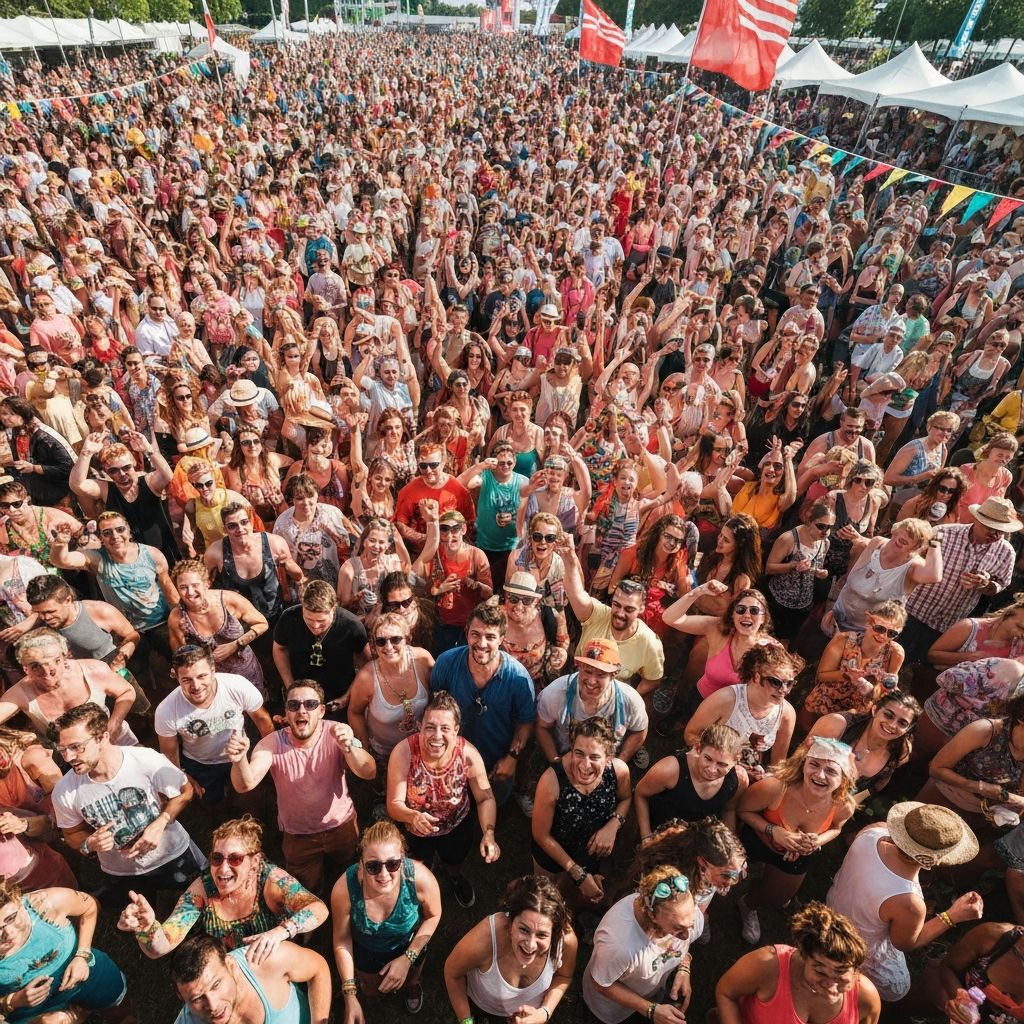 Festival crowd celebrating