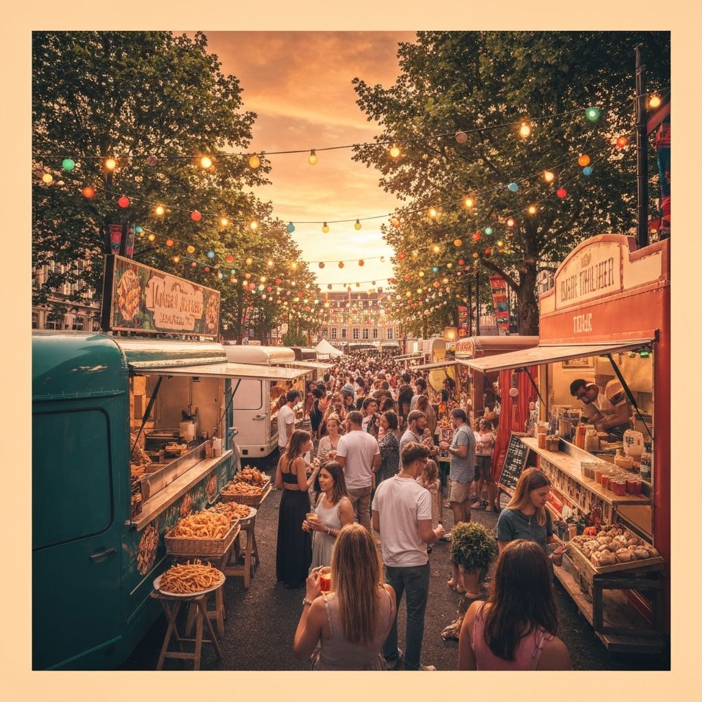Food vendors and festival atmosphere